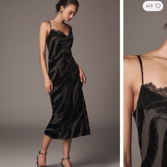 Anthropologie Black Cowl-Neck Maxi Dress - Picture 3 of 4